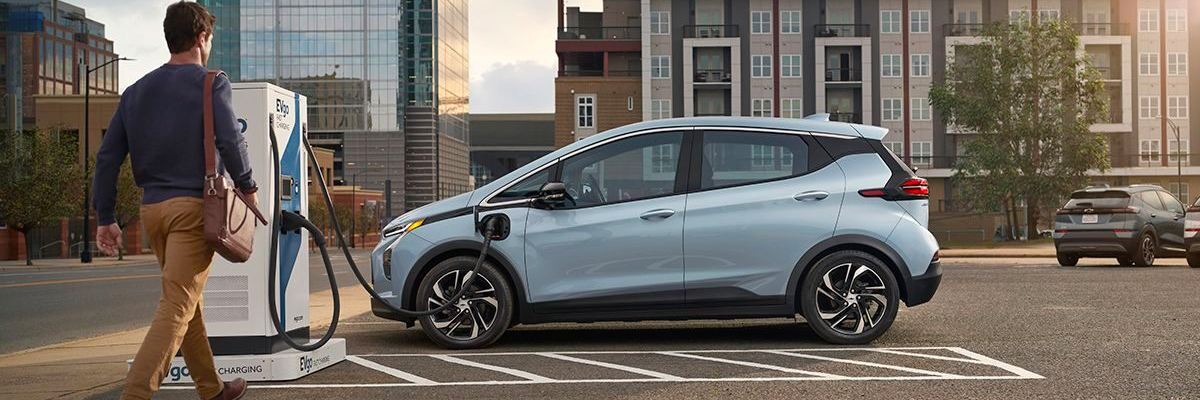 Exterior shot of a Chevy charging.
