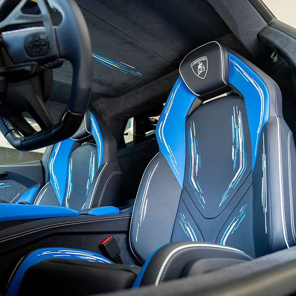Interior shot of a Lamborghini.